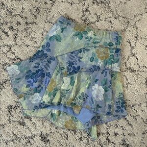 NWOT Free People Floral Layered Skirt in Blue and Green—-Size: XS